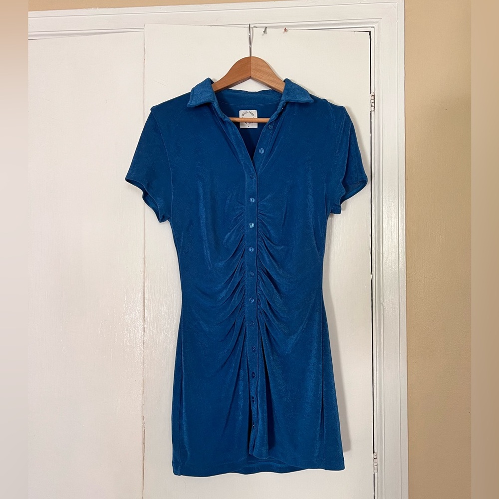 With Jean blue button up dress